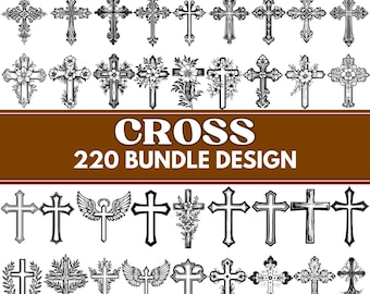 Cross Bundle SVG Cut Files, Religious Cross Laser Cut Designs, Christian Cross Engraving PNG, Cricut Cross DXF, Digital Cross Clipart