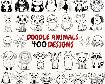 Doodle Animal Designs Bundle - Cute SVG Files for Cricut, Laser Cutting, Engraving, Commercial Use