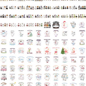 May include: A selection of cartoon goose designs, featuring geese in Halloween and Christmas outfits, and other fun accessories. Some designs include text like "Just a Spooky Goose" and "let it hank".