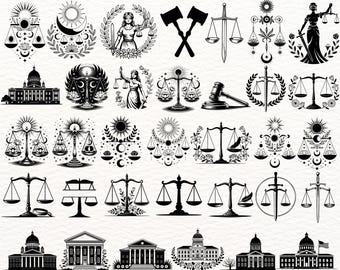 Gerechtigkeit Waage Dame der Gerechtigkeit SVG Bundle, Gericht Hammer Schwert Rechtssymbole Clipart, Lawyer Attorney PNG EPS Cricut Silhouette-Dateien