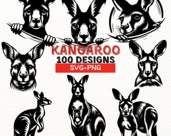 Känguru SVG Bundle, 100 Känguru PNG SVG-Designs, australische Tiere Clipart, Känguru Silhouette, Wildtier Digital Art, Cricut Cut Dateien