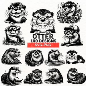 Otter SVG PNG Bündel | Süßer Otter Clipart | Otter Vektor Illustrationen für Cricut | Otter Silhouette Designs | Tiergrafiken