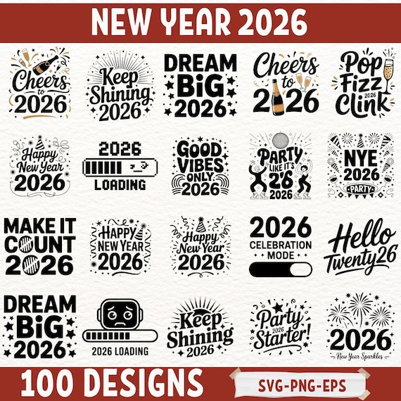 New Year 2026 SVG Designs for Cricut and Sublimation | Funny