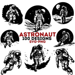 Astronaut SVG Designs | Weltraumforscherin Bundle für T-Shirts, Tassen, Aufkleber | Kosmischer Weltraum Digitale Grafiken für Cricut und Sublimation