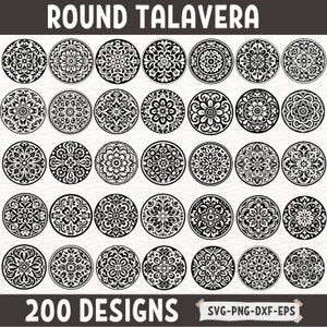 Ronde talavera SVG-ontwerpen voor Cricut, mandala Mexicaanse tegel gesneden bestanden, dxf eps png digitale download voor ambachten en projecten