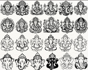 Peut inclure: Une collection de 200 illustrations vectorielles en noir et blanc de la divinité hindoue Ganesha. Chaque illustration représente Ganesha dans une pose différente et avec différents accessoires. Les illustrations sont parfaites pour une utilisation dans des projets numériques et imprimés.