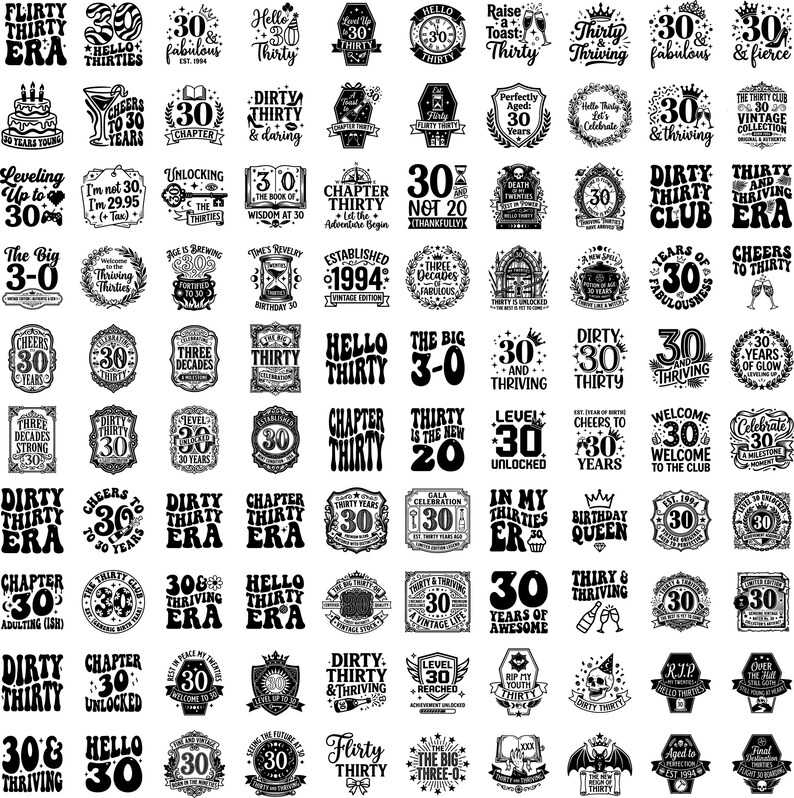 30th Birthday SVG Bundle, Cheers to 30 Years SVG, Flirty Thirty Era ...