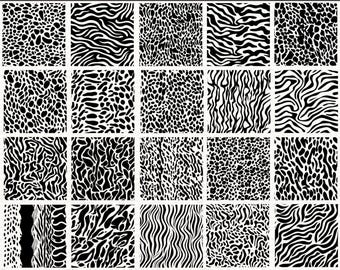 Paquete SVG de estampados de animales / Leopardo, cebra, tigre y más / Png Dxf Eps para Cricut / Fondos de piel de animales salvajes para manualidades y decoración