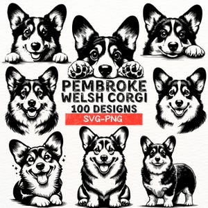 Pembroke walisische Corgis SVG Bundle | 100 Corgis Hunde Designs | Niedliche Corgis Clipart | Digitaler Download PNG | Corgis Vektor Kunst für Cricut Silhouette