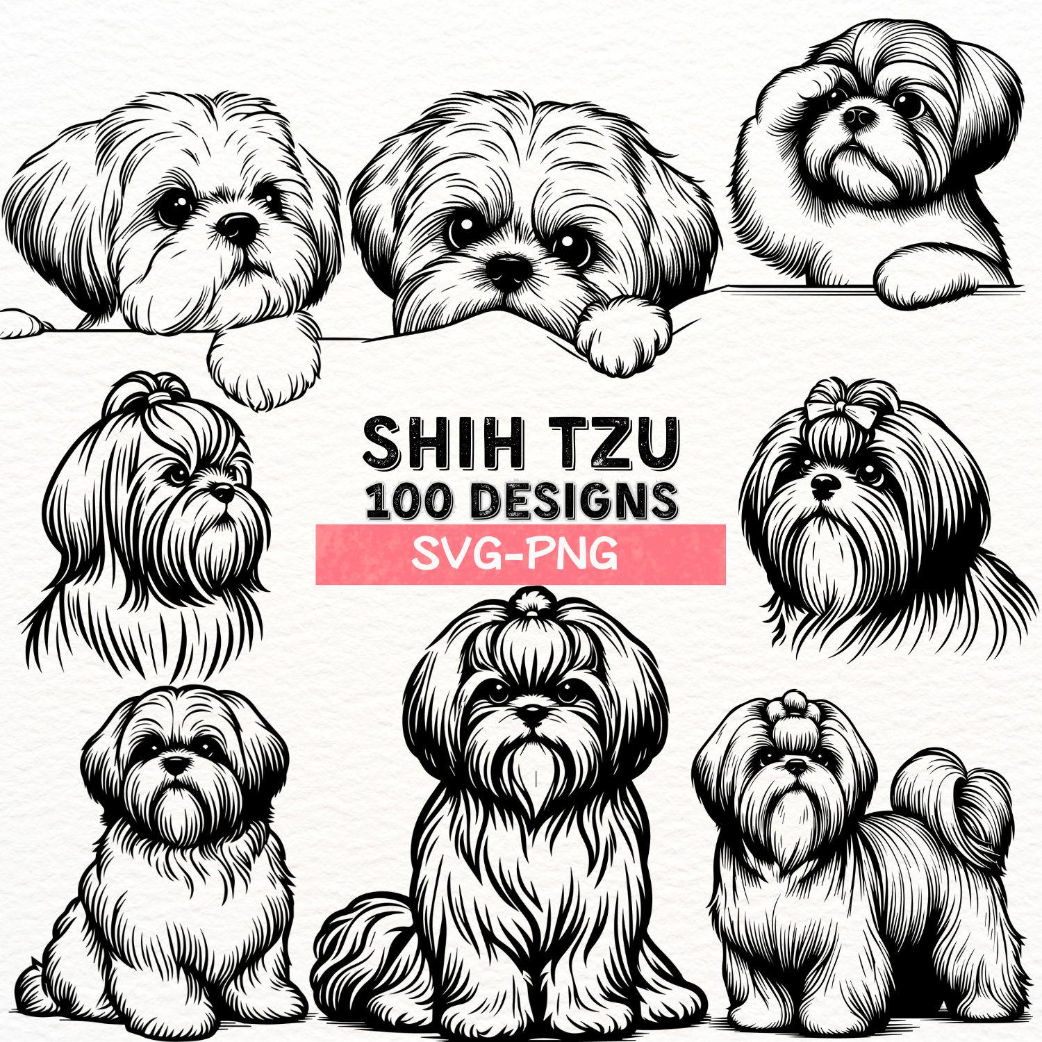 Shihpoo Clipart Black and White
