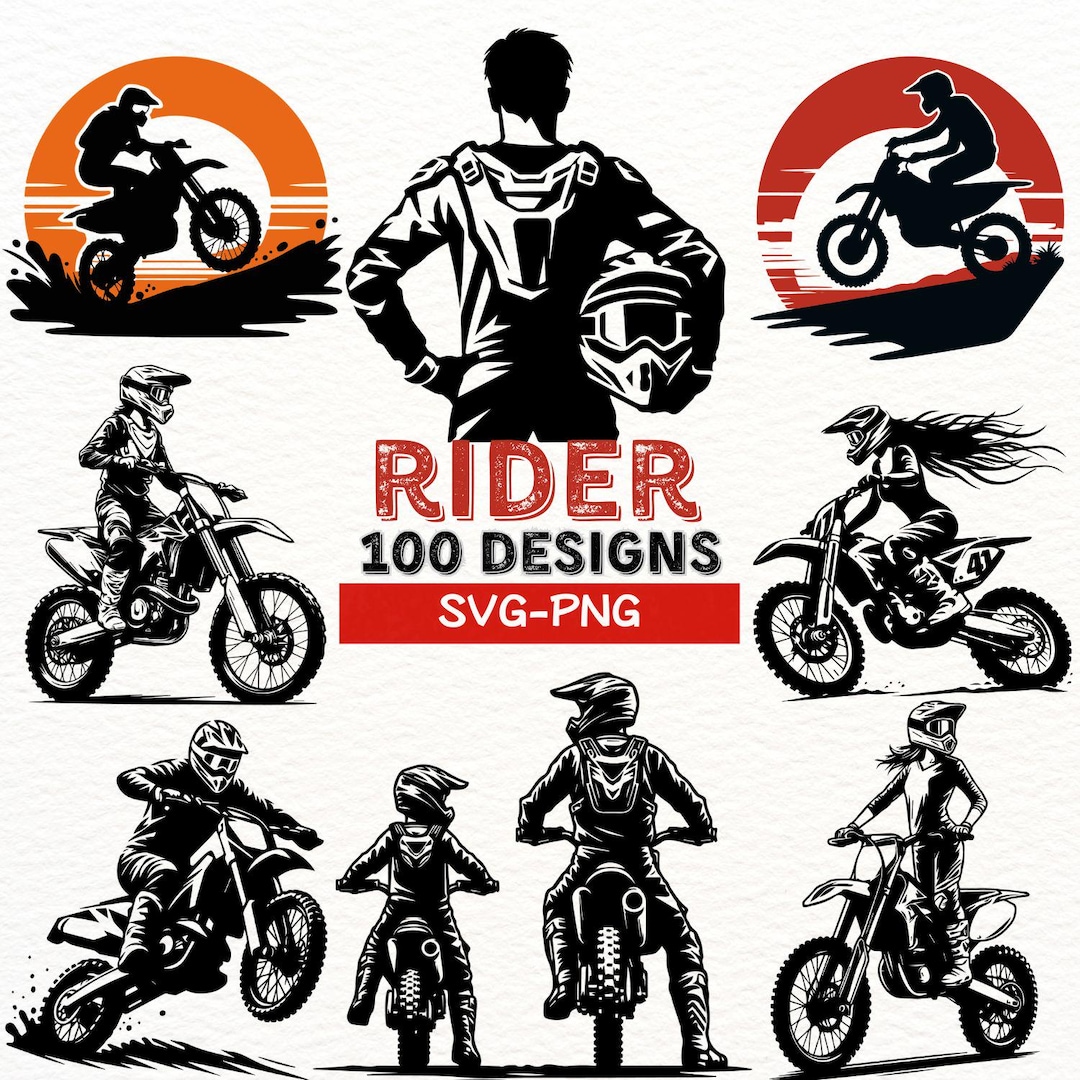 Dirt Bike Rider SVG Bundle, Motocross PNG, Motorcycle Clipart, Extreme ...