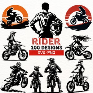 Dirt Bike Rider SVG Bundle, Motocross PNG, Motorcycle Clipart, Extreme Sports Digital Art, Cricut and Silhouette Cut Files