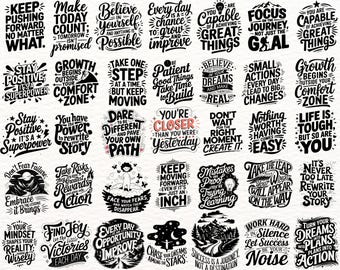 Motivierende SVG PNG Designs Bündel | Inspirierende Zitate für Cricut & Silhouette | Positive Nachricht Schnittdateien für DIY-Projekte