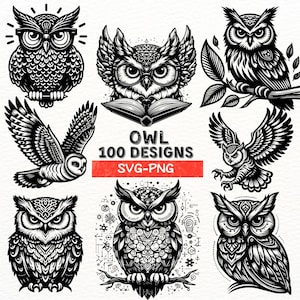 Eule SVG Bundle, Eule Clipart Sammlung, komplizierte Eulen-Designs, Eule Vektor-Dateien, digitale Eule Schnittdateien, Cricut Eule SVG, Laser geschnitten Eule PNG