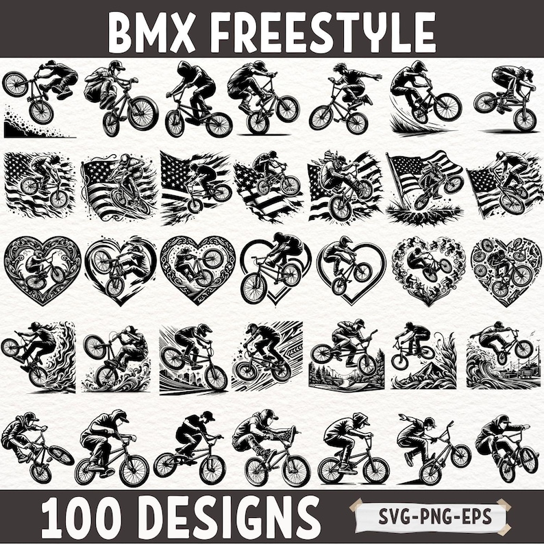 BMX Freestyle Svg Bundle With 100 Designs for Cricut and Sublimation ...