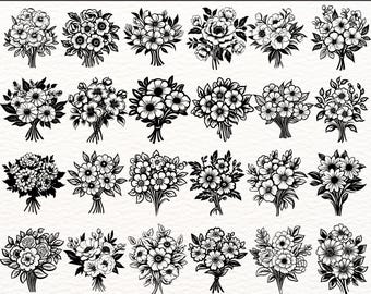 Flower Bouquet SVG Bundle: 200 Floral Clipart Designs (Digital Download)