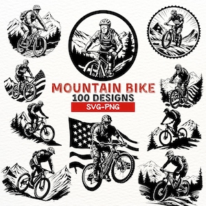 Bundle VTT SVG PNG - 100 modèles de clipart VTT, cyclisme aventure fichiers numériques pour Cricut, Silhouette, décalcomanies