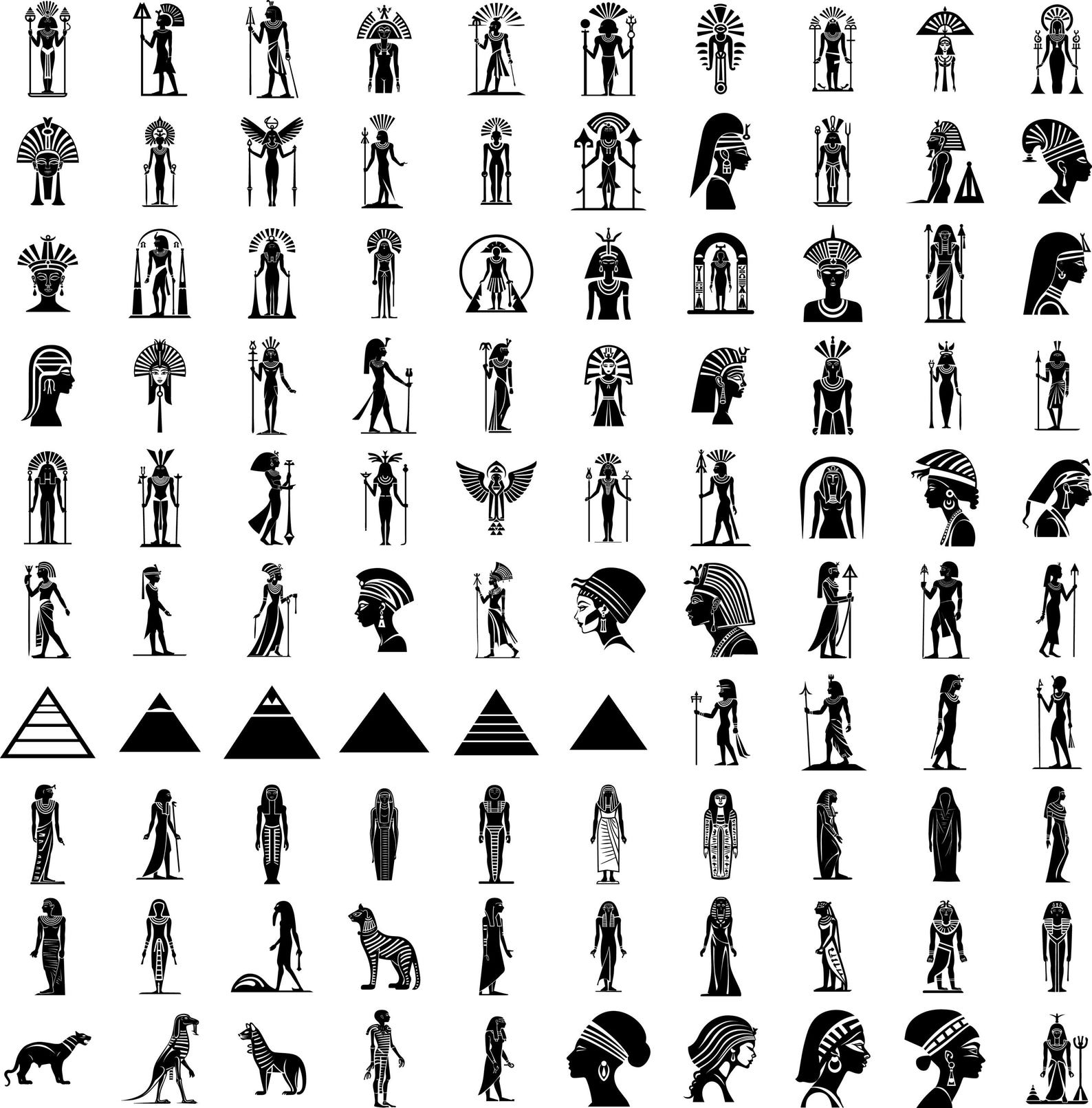 Ancient Egyptian Symbol SVG Bundle, Pharaoh Vector Clipart, Egyptian ...
