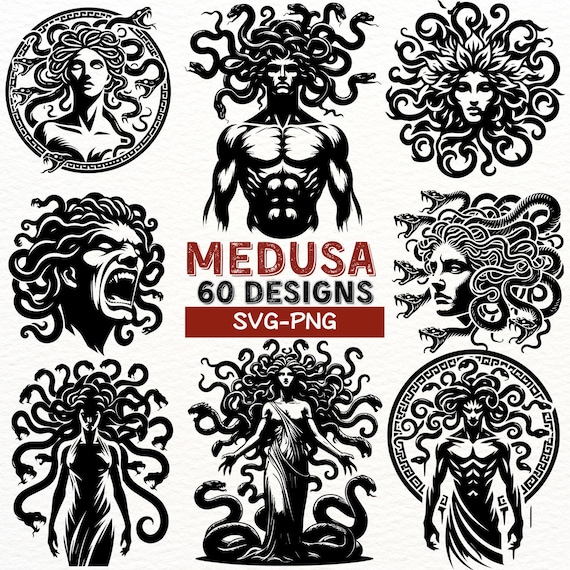 Medusa SVG Bundle, Greek Mythology Medusa PNG, Snake Woman Clipart, Medusa Head Digital Download, Gothic Sublimation Designs