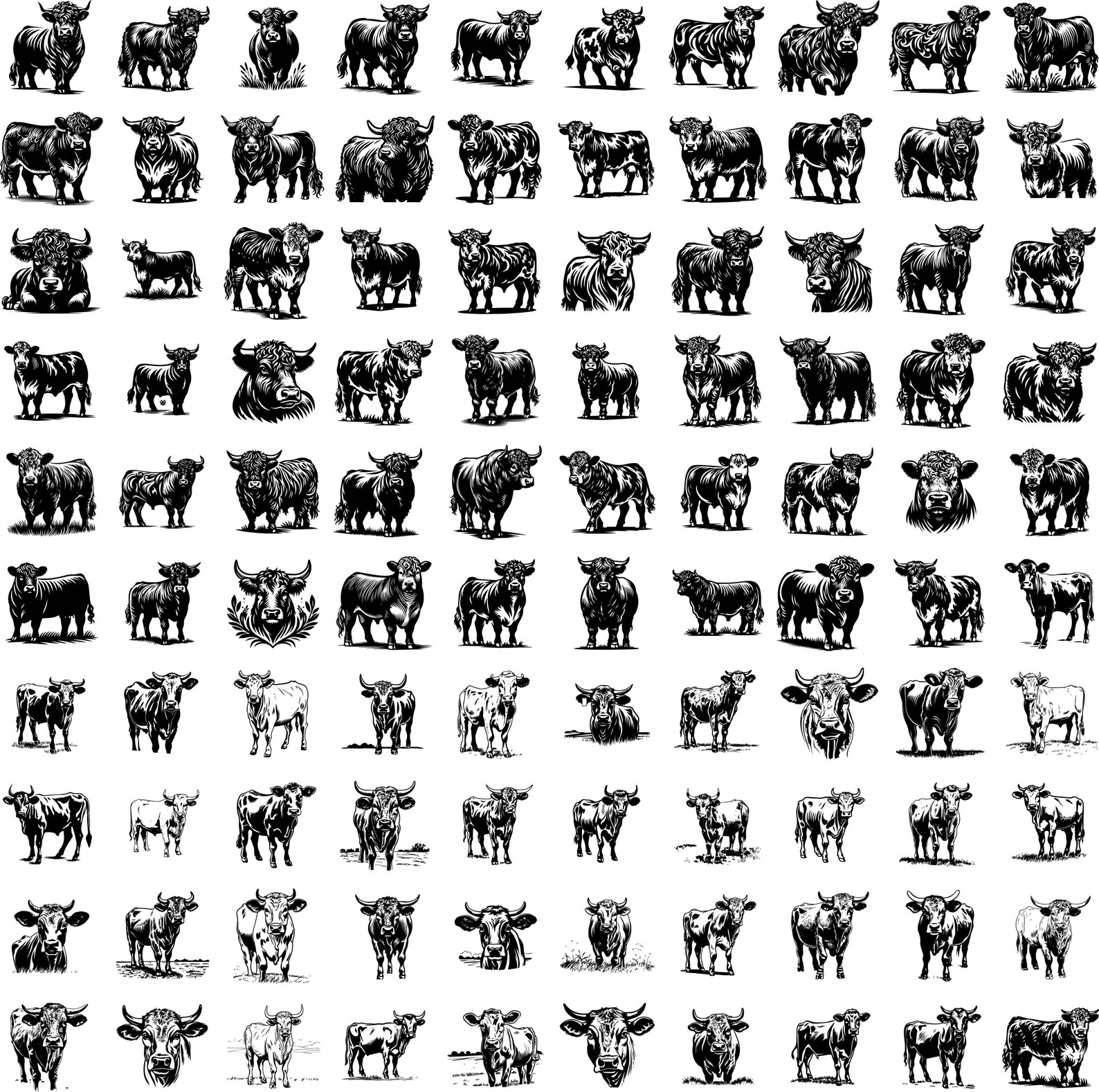 Angus Cow SVG Bundle for Cricut and Silhouette | Highland Bull Clipart ...