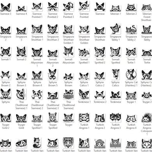 Peeking Cat SVG Bundle, 200 Cat Breeds, 630 Designs, Laser Cut Files, Engraving Vector, Cricut Clipart, PNG DXF Eps, Digital Download image 6