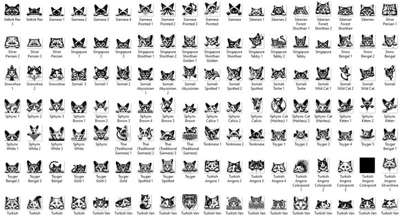 Peeking Cat SVG Bundle, 200 Cat Breeds, 630 Designs, Laser Cut Files, Engraving Vector, Cricut Clipart, PNG DXF Eps, Digital Download image 6