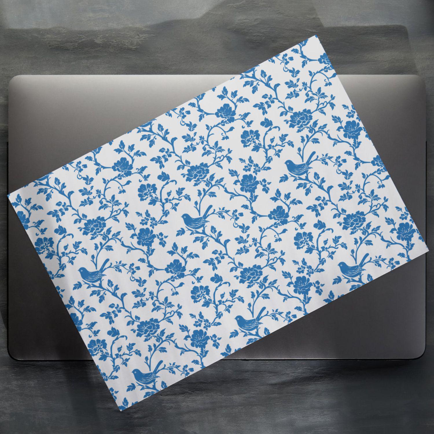 Chinoiserie Floral Pattern Bundle, Blue White Vintage Flower Digital ...