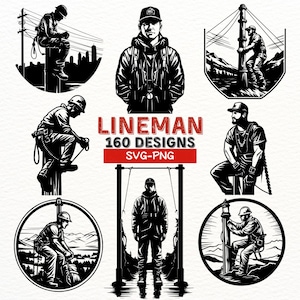 Lineman SVG  Designs for Cricut, Lineman Clipart Bundle, Electrician SVG Cut Files, Digital Downloads for DIY Crafts