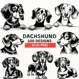Dackel SVG PNG Designs Bundle | Entzückender Dackel Clipart | Hundeliebhaber Digitale Dateien | Dackel Dateien für Cricut