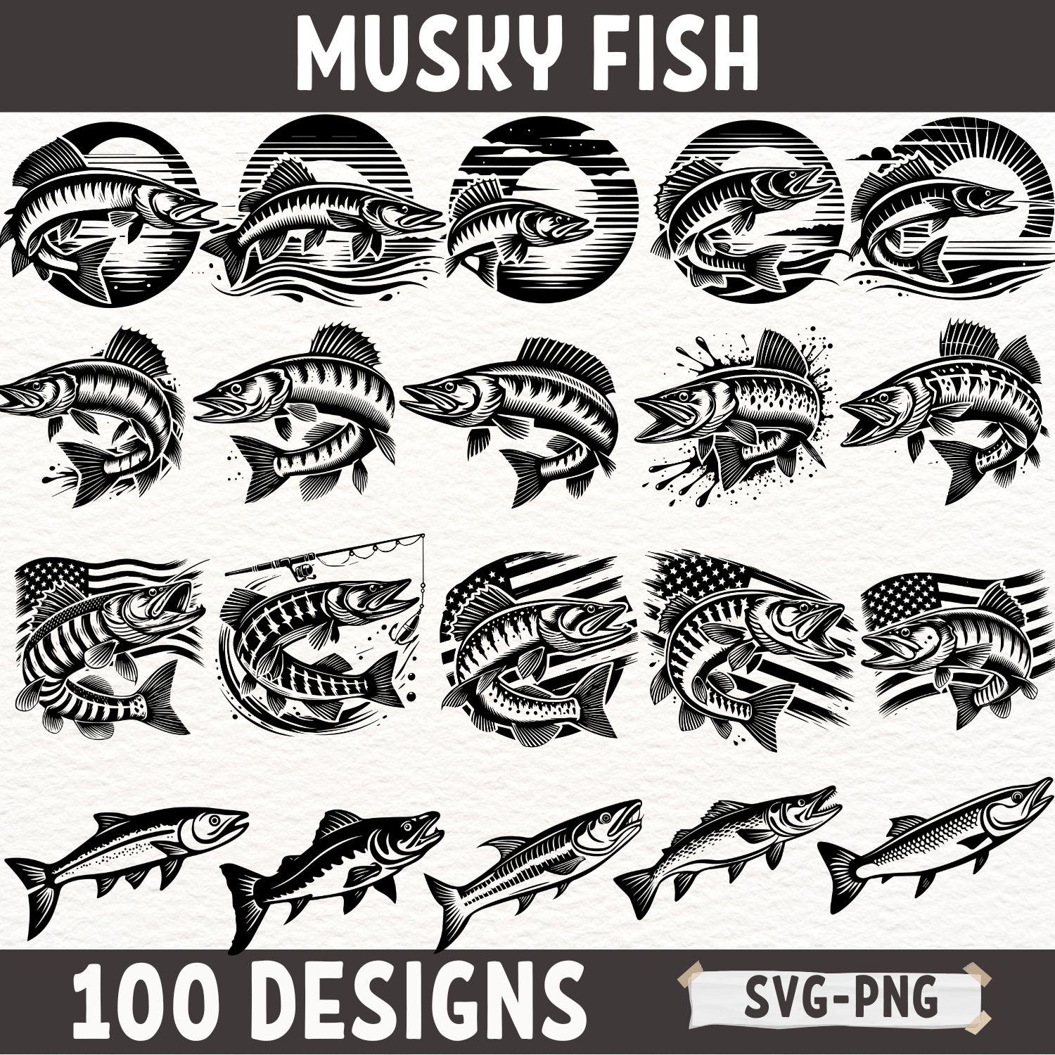 Musky Fish SVG PNG Bundle for Cricut and Sublimation, Musky Fish Vector ...