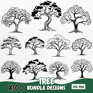 Tree SVG Designs Bundle | Tree Silhouette Clipart for Cricut and Sublimation | Nature Vector Art | Digital Cut Files for Laser Cutting