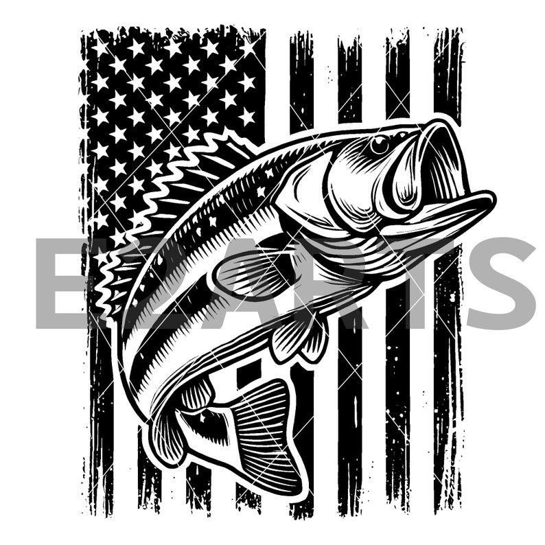 Bass Fishing Life Aluminum License Plate - 6x12 American Flag Design