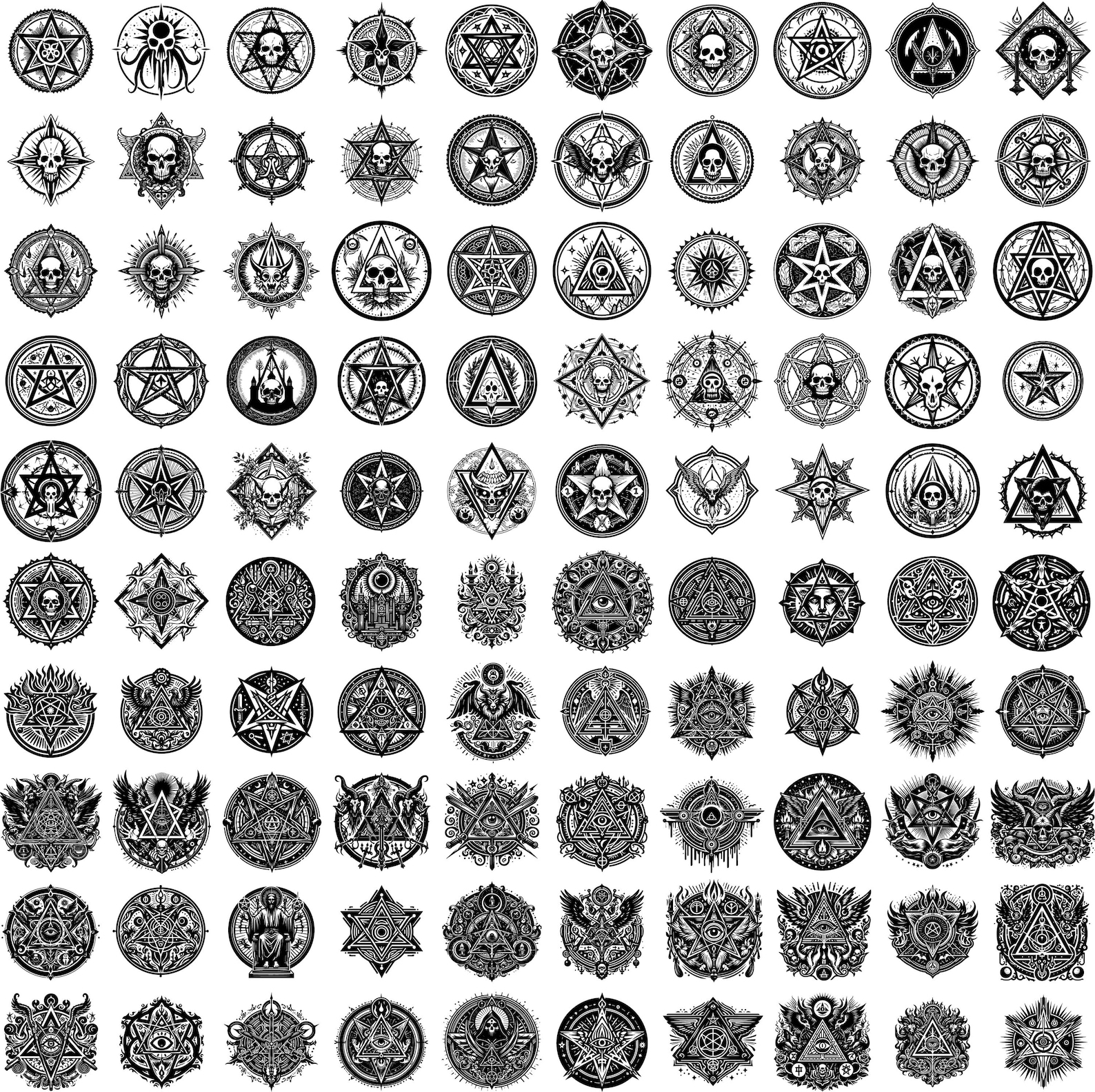 Occult Emblem SVG PNG EPS Bundle for Cricut and Sublimation, Witchcraft ...