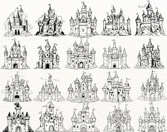 Castle SVG Designs for Cricut and Silhouette, Medieval Clipart PNG Bundle, DIY Craft Projects, Digital Download, Fairy Tale Castle Art
