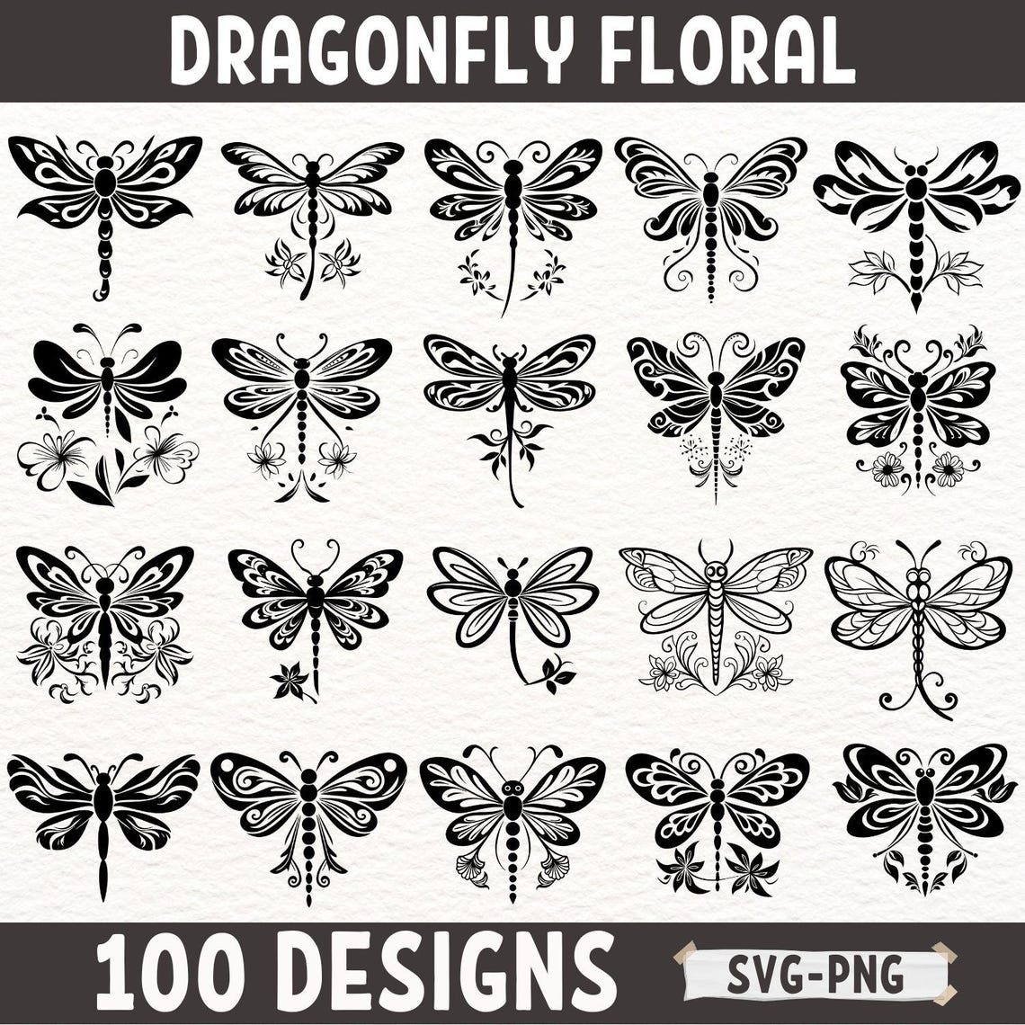 Dragonfly Floral SVG Bundle | 100 Intricate Designs for Cricut ...