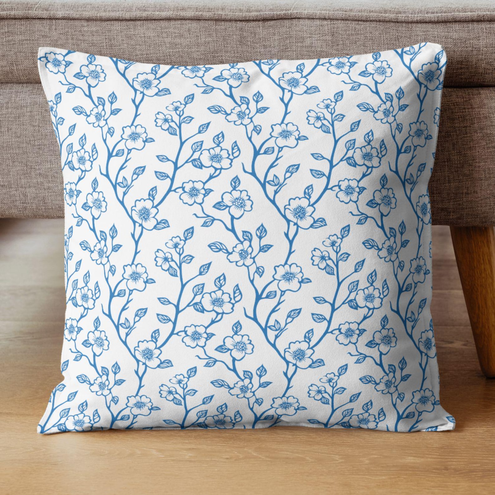 Chinoiserie Floral Pattern Bundle, Blue White Vintage Flower Digital ...