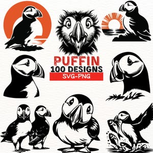 Papageientaucher SVG Bundle, 100 Papageientaucher PNG Clipart, Vogel Silhouette Vektor, süßer Papageientaucher digitaler Download, Wildtier Cricut Cut Dateien