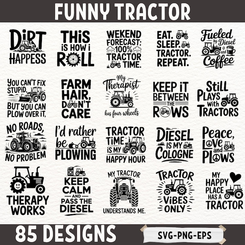 Tractor Humor Stickers Funny Tractor SVG Bundle for Farmers | Farm Quotes Files for Cricut ...