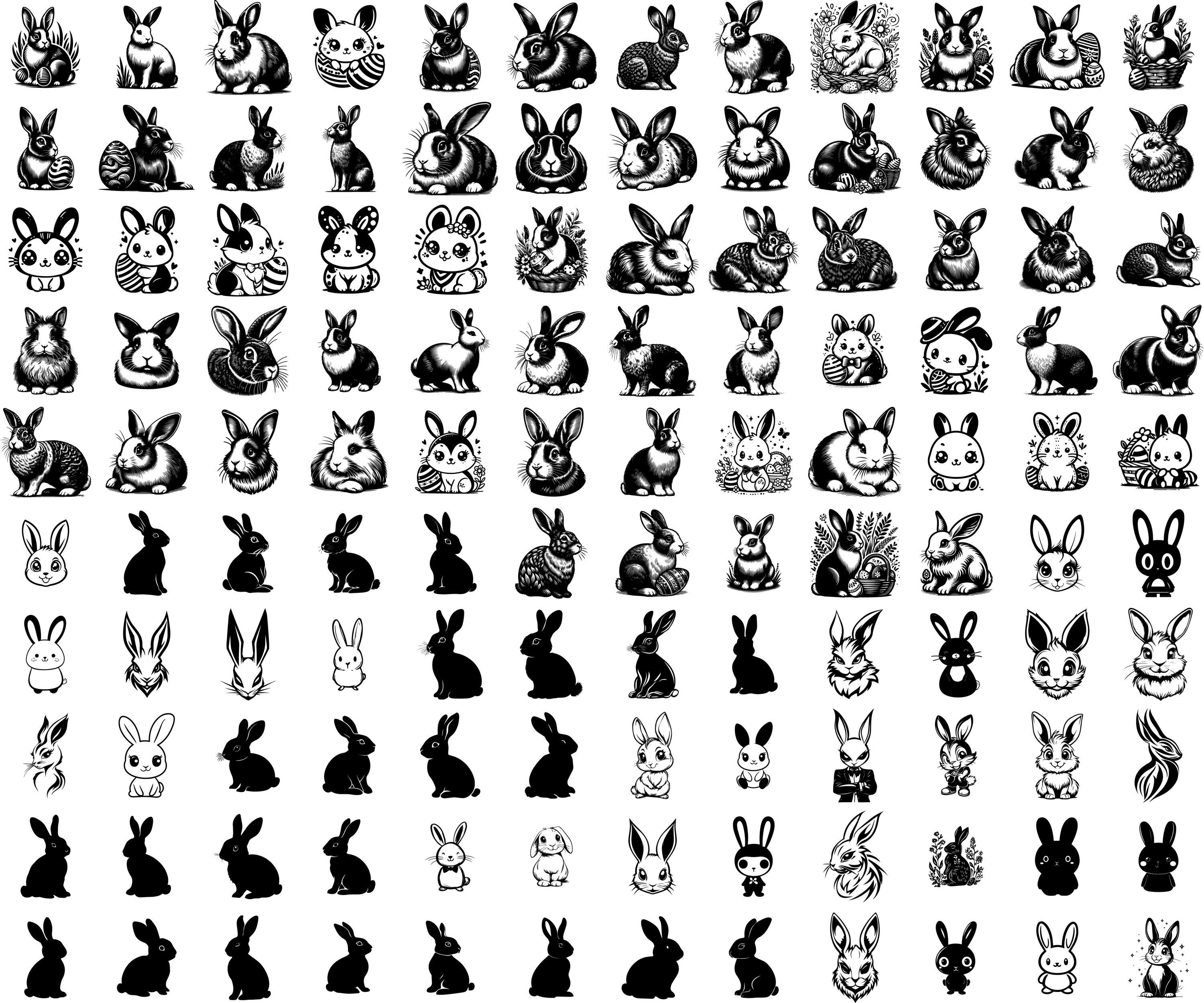 Bunny SVG Bundle, Rabbit PNG Clipart, Easter Bunny Digital Files ...