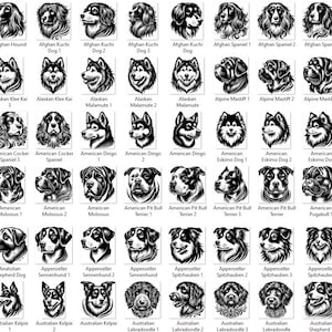 500 Dog Breeds Laser Engraving Files Bundle With 2300 Dog Head SVG and ...