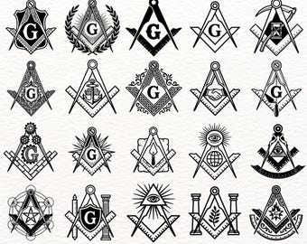 Masonic Symbol SVG Bundle | Square and Compass Freemason Designs | 100 Vintage Masonic Emblems SVG PNG Eps
