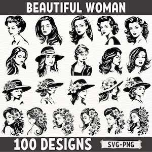 Lindas Mulheres SVG PNG Designs - Clipart de Silhueta Feminina para Cricut, Sublimação, Arte Digital e Projetos de Artesanato