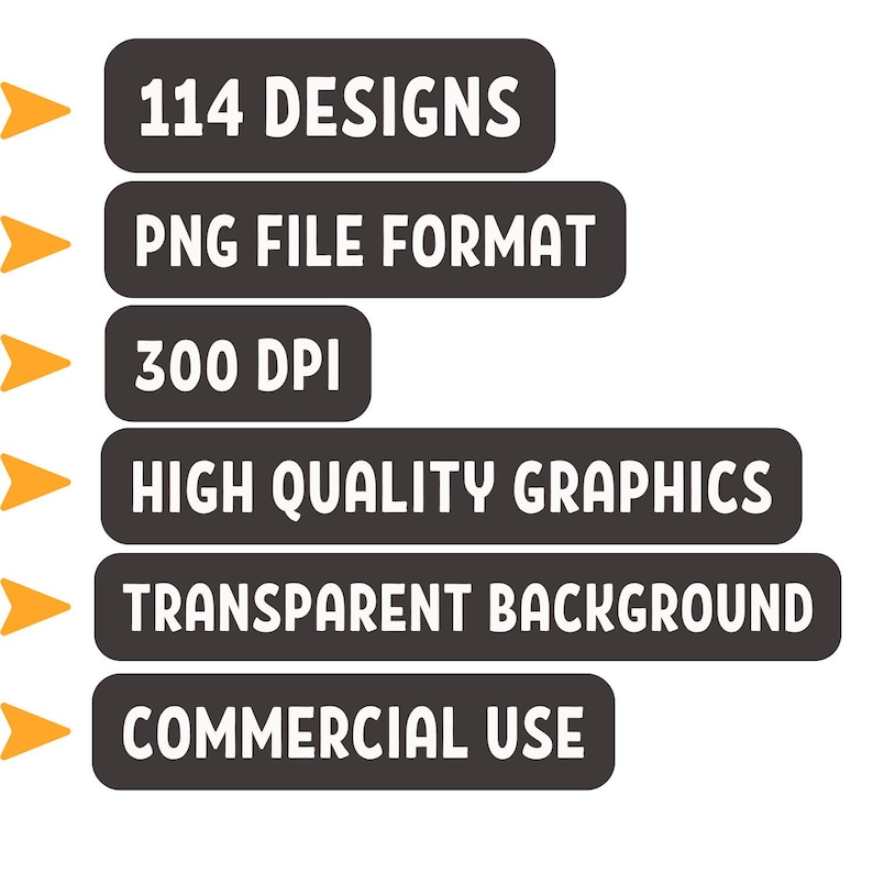 K&ouml;nnte beinhalten: Grafikdesign-Elemente mit Text auf wei&szlig;em Hintergrund. Der Text enth&auml;lt "114 Designs", "PNG-Dateiformat", "300 DPI", "Hochwertige Grafiken", "Transparenter Hintergrund" und "Kommerzielle Nutzung".