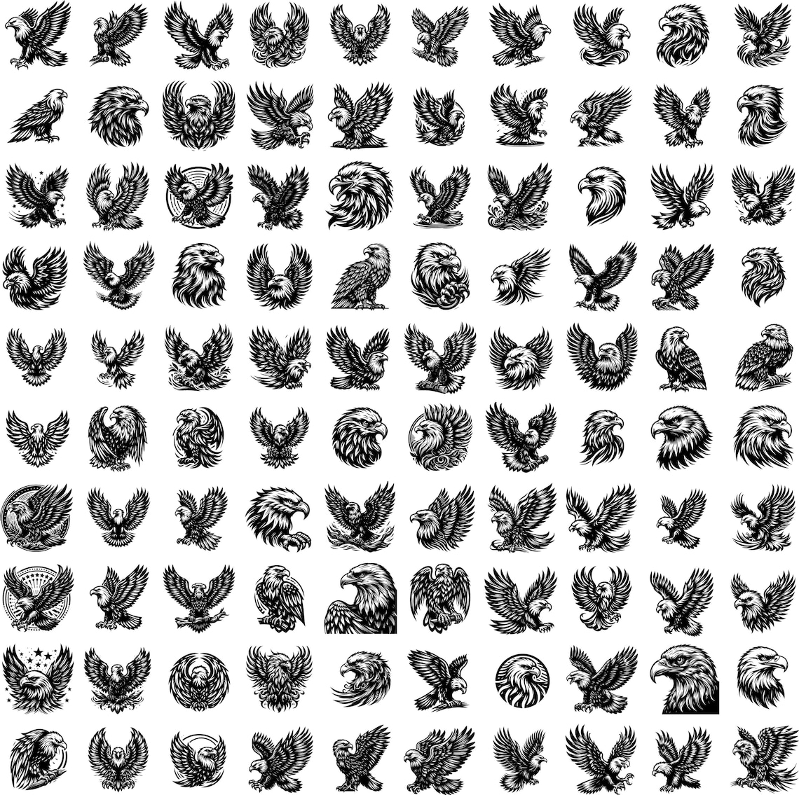 Eagles SVG Bundle | Eagle Clipart | Eagle Silhouette PNG | Eagle Head ...