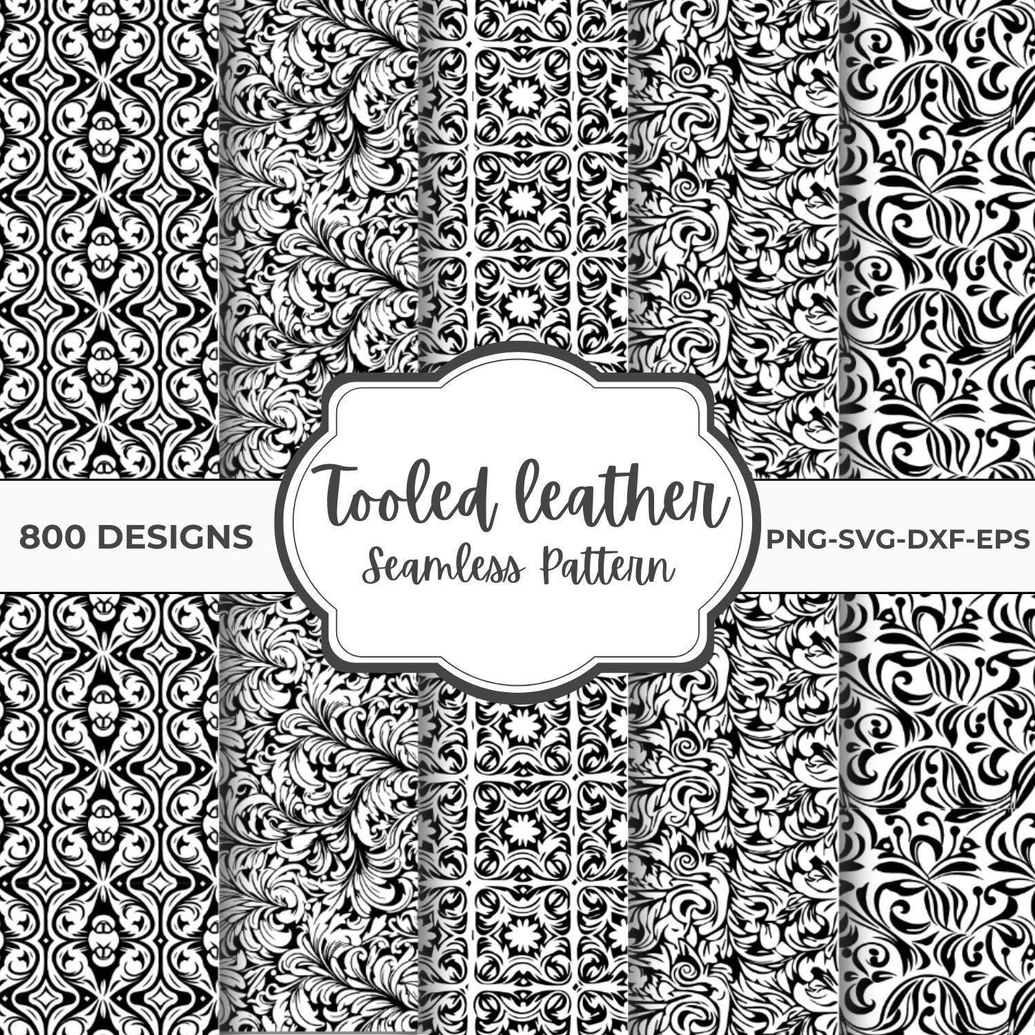 Tooled Leather Seamless Patterns Bundle, Floral Western Digital Designs, Svg Png Dxf Eps Files for Cricut and Laser Cutting