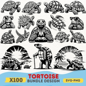 Schildkröte SVG Bundle, 100 einzigartige Schildkröten Designs, PNG und SVG für Cricut Schildkröte Clipart, Silhouette Vektorkunst, Sofort Download