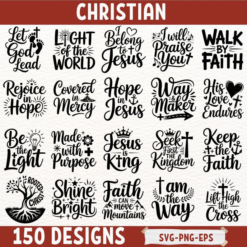 Christian SVG Bundle With 150 Inspirational Religious Quotes, Bible ...