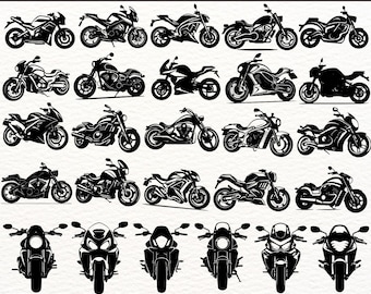 Motorcycle SVG Bundle, Motorcycle Clipart Designs, PNG Motorcycle Graphics, Biker Silhouette Vector, Cricut Cutting Files, Sublimation Art
