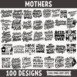 母の日 SVG バンドル | お母さんへの言葉 100 のデザイン | Cricut と Silhouette 用の面白くて感動的で心温まる SVG