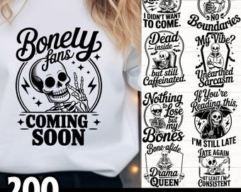 Snarky Schädel SVG Bundle für Cricut und Silhouette | Schnarrige Schädel-Zitate | Dead Inside Still Kaffeinierte Halloween Clipart Pack